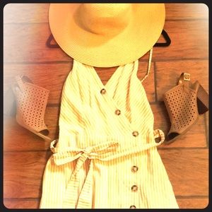 Yellow white stripped dress